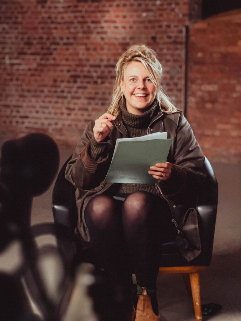 Helena Aernoudts voor het interview, behind the scenes
