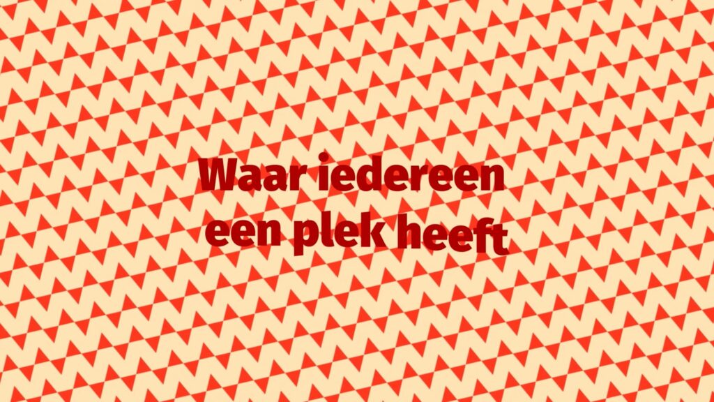 Animatiestill met tekst 'Waar iedereen een plek heeft', speerpunt inclusie Gemeente Wingene